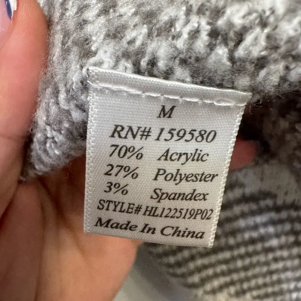 Pink Lily Gray Plaid Open Front Waterfall Cardigan – Size Medium - Picture 4 of 4